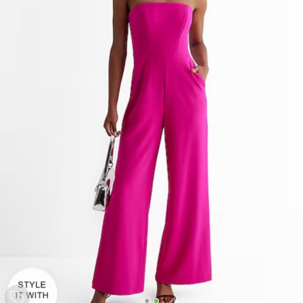 Express Fuchsia Wide-Leg Jumpsuit